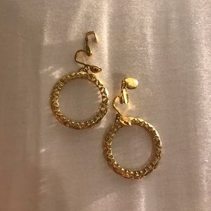 Clip On Gold Circular Hoop Earrings